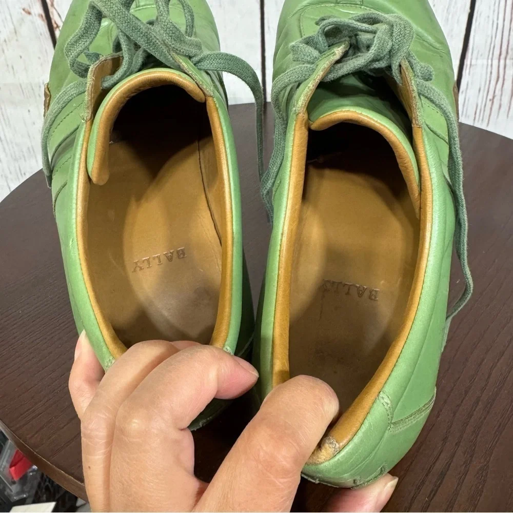 BALLY Green Leather Men's Sneakers in size 8E